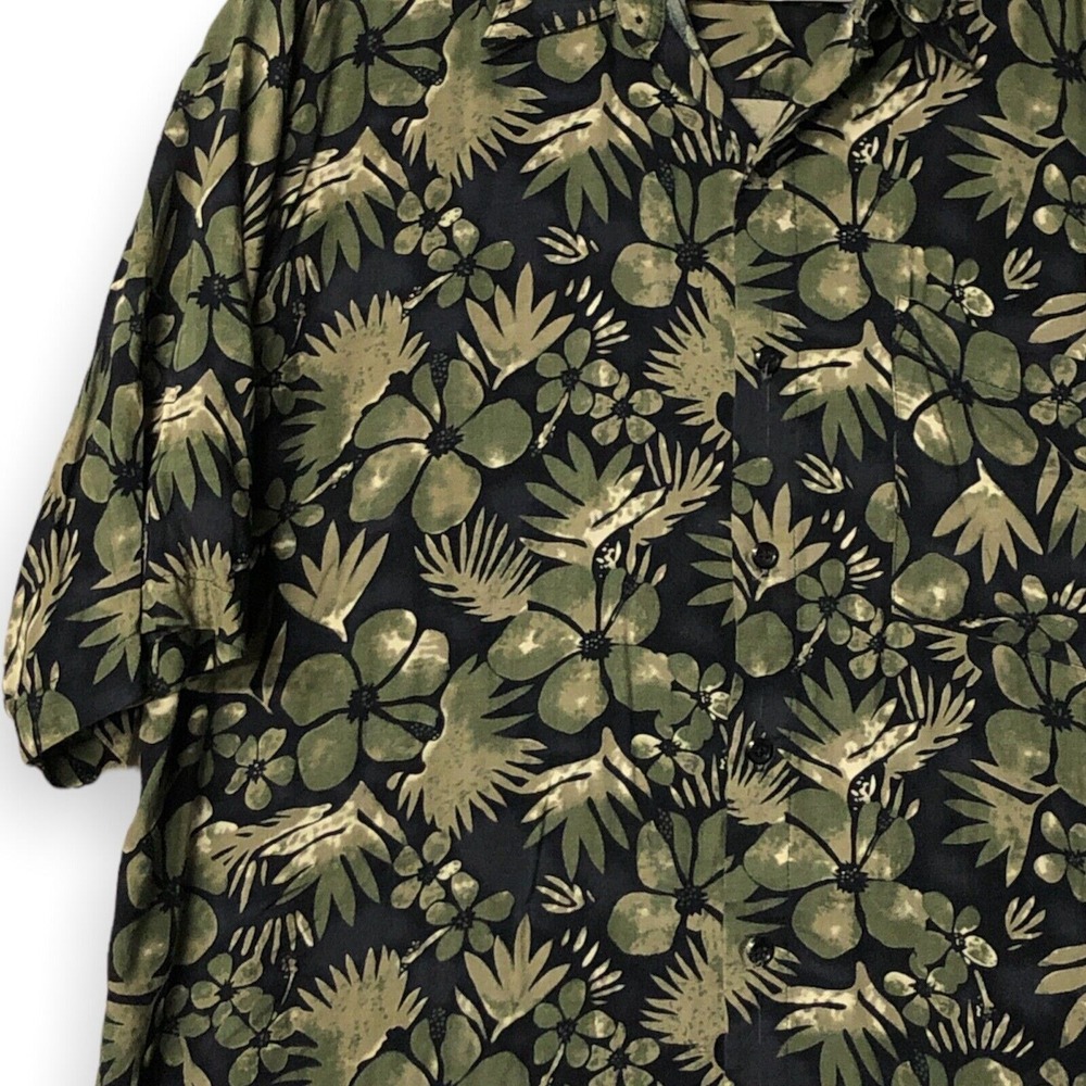 Big Creek Clothing Co Mens Hawaiian Shirt - XL - Green Brown Rayon Short Sleeve - Picture 5 of 7